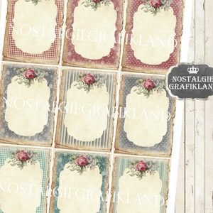Blank Labels Printable ATC Cards Shabby Chic Printable Background Frames Write on Add Polka Dots ...