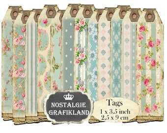 Rosen Anhänger Shabby Chic Tags Hintergrund Download digital collage sheet T045