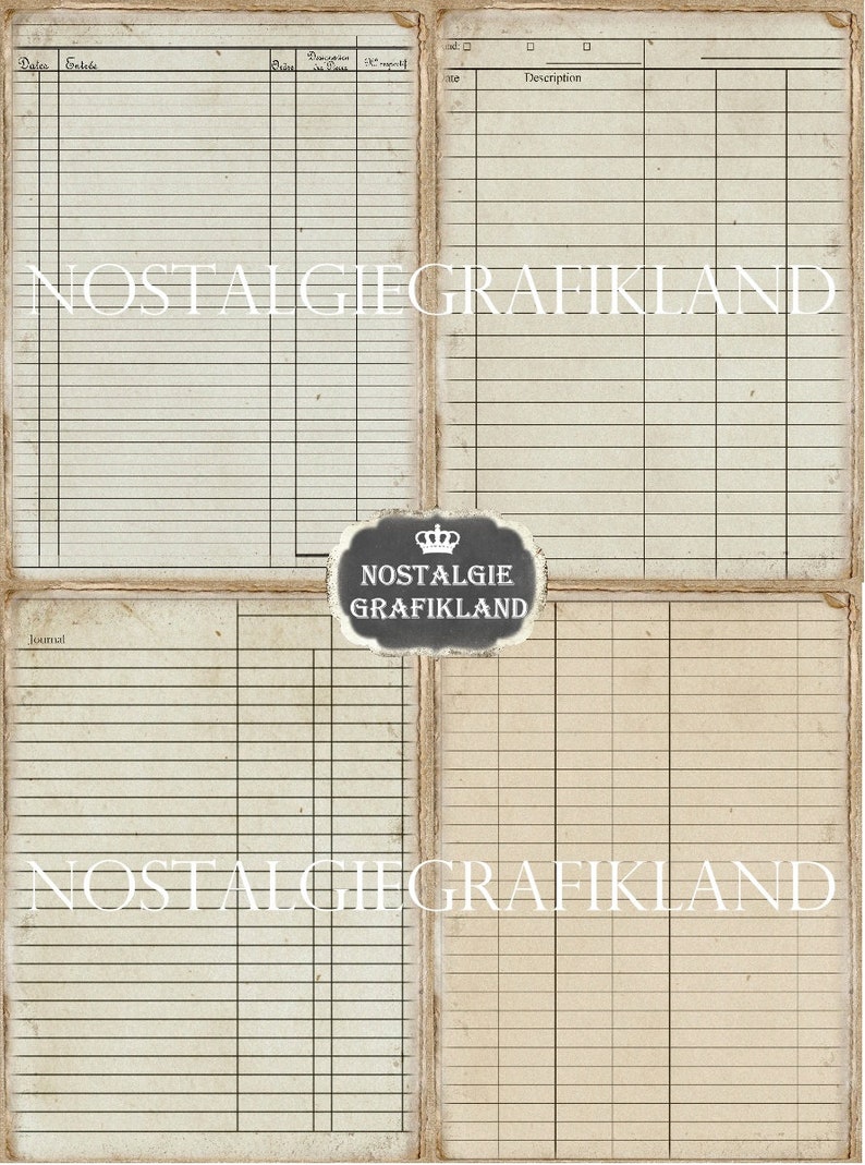 Old Ledger Papers Vintage Paper Pack Printable Antique Ledgers Etsy