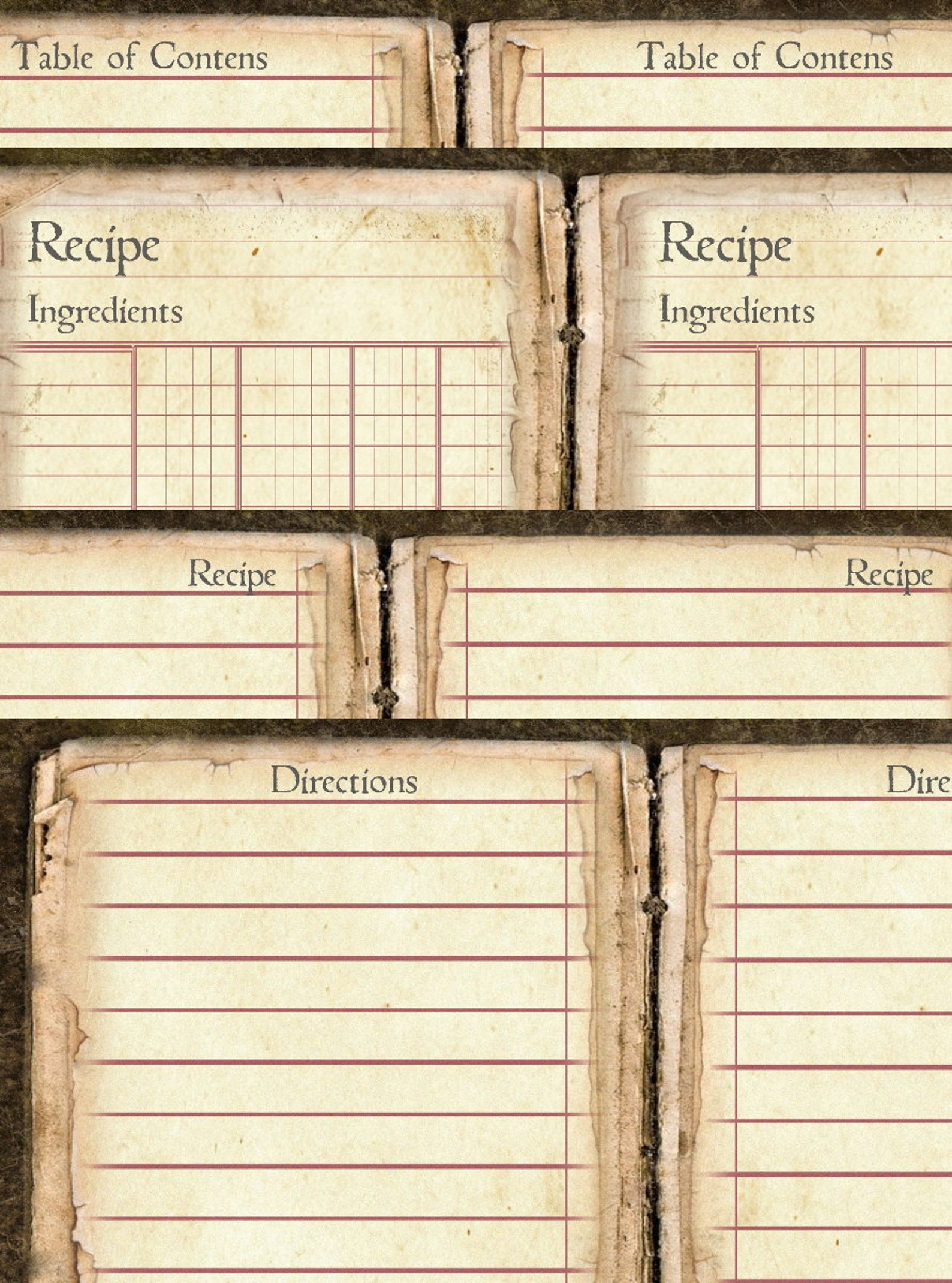 BAKING Recipe Journal Pages Bakery Patisserie Book Cupcakes Etsy