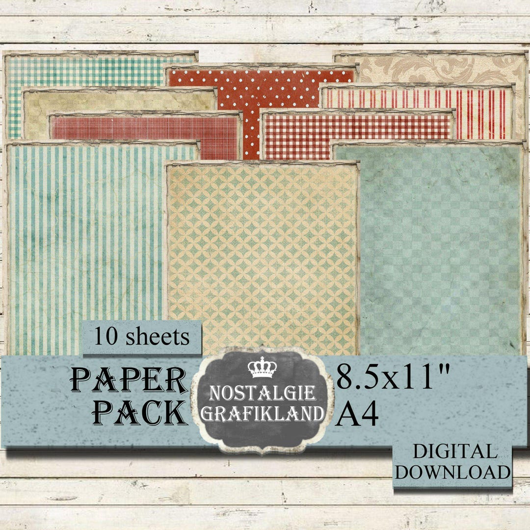 EPHEMERA Printable Background Digital Paper Pack Vintage Papers Strips ...