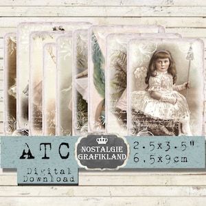 Ballerine française imprimable Shabby Chic ATC Téléchargement numérique feuille de découpage S153
