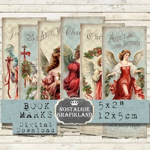 Angels Bookmarks printable Christmas Guardian Angel Blessings Instant Download digital collage sheet BM059