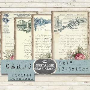 French Shabby Chic printable Documents Ephemera prints Vintage Journaling 5x7 inch Download digital collage sheet G011