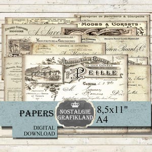 Dokumente Shabby Chic  digital Papiere Paper Pack Instant Download collage sheet  Journalingl Scrapbooking Decoupage PPH012