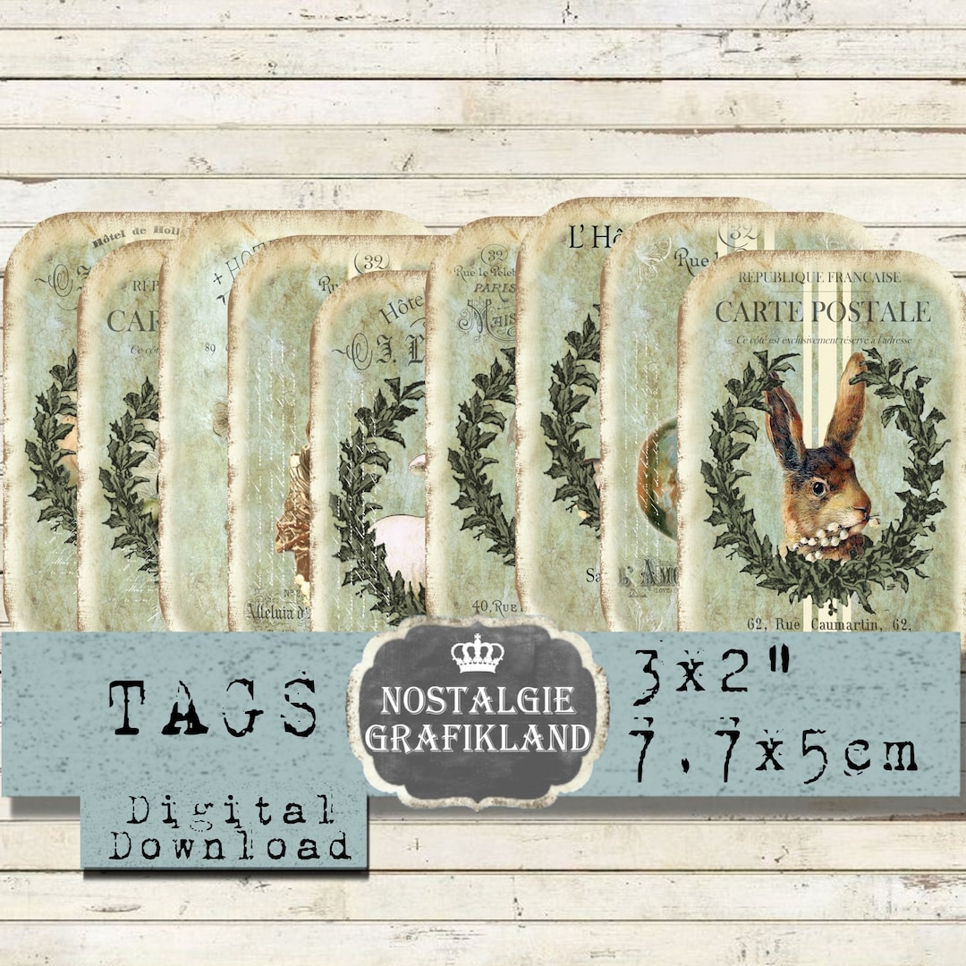Rabbits Journaling Tags Bunnies Easter Prints Printable Download ...