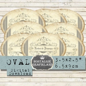 Herbs Labels Rosmary Thyme Sage Parsley Vintage 3.5 x 2.5 inch Digital Download digital collage sheet Ovals Country Garden Spice O149
