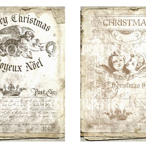 Printable Christmas Ephemera French Old Papers Aged Tattered Vintage ...