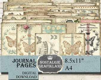 BUTTERFLY Journal Pages Butterflies Vintage Junk Journaling printable Ephemera prints Download JPA004