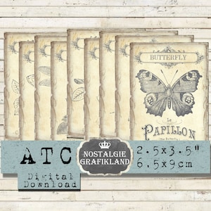 Farfalla Libellula Ape stampabile ATC Journaling Abbellimento Scarica il foglio di collage digitale S201