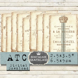 Ephemera French printable Journaling Elements Vintage Embellishments Papercraft ATC Instant Download digital collage sheet S063