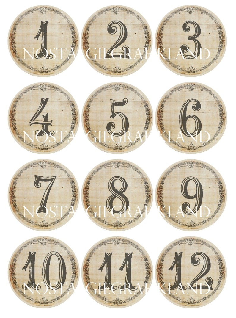 Vintage Nummern Zahlen Kreise 63 cm Instant Download digital - Etsy.de