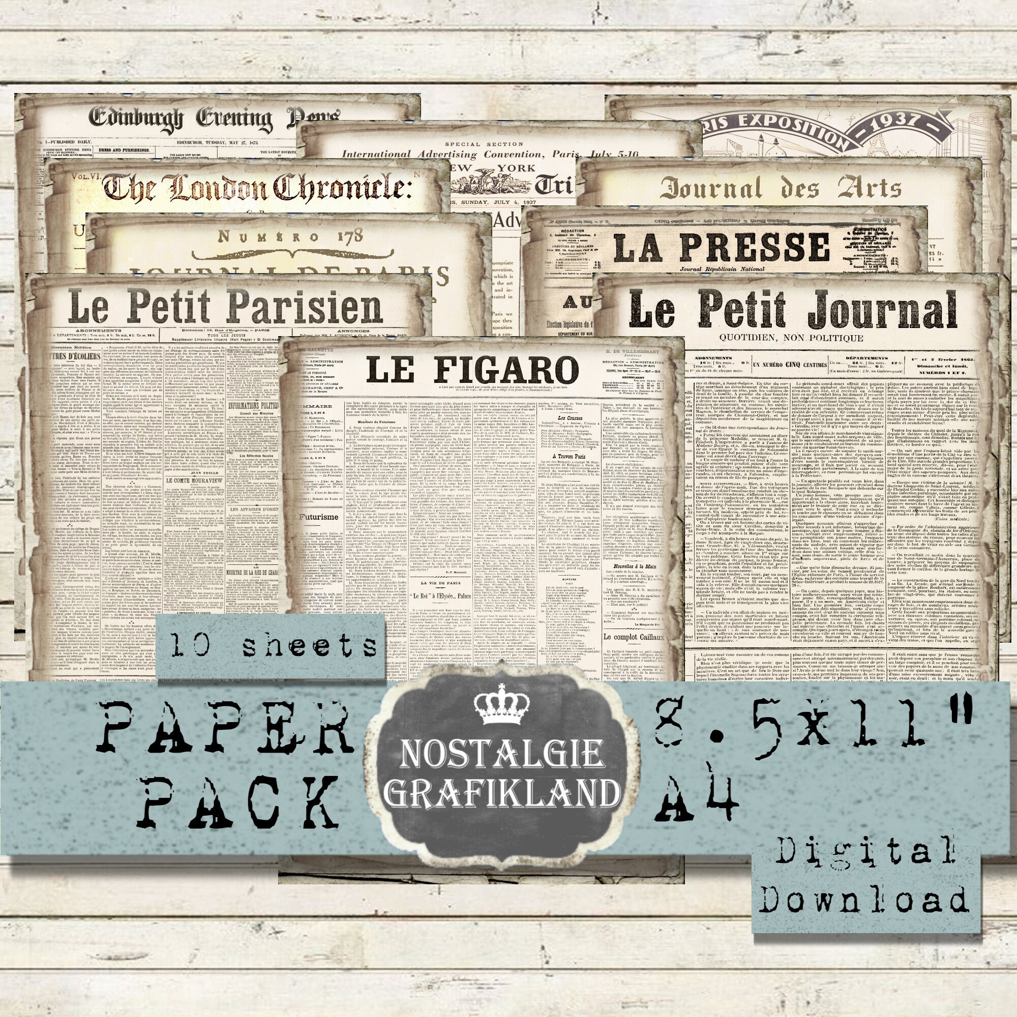 Newspaper Paper Pack, Newspaper Vintage, Printable Grunge Paper