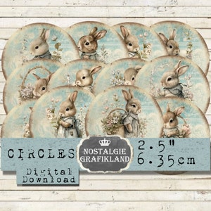 Ostern Kreise  digital Ostern Osterhasen Shabby Chic Decoupage 6,3 cm Download digital collage sheet C090