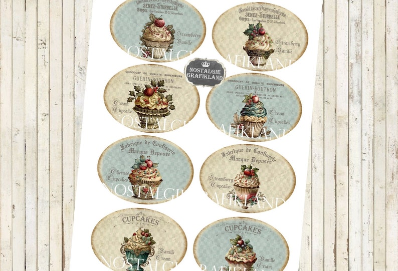 Bakery Labels Cupcakes Patisserie Cakes Chocolate Oval 3.5x2.5 Inch ...