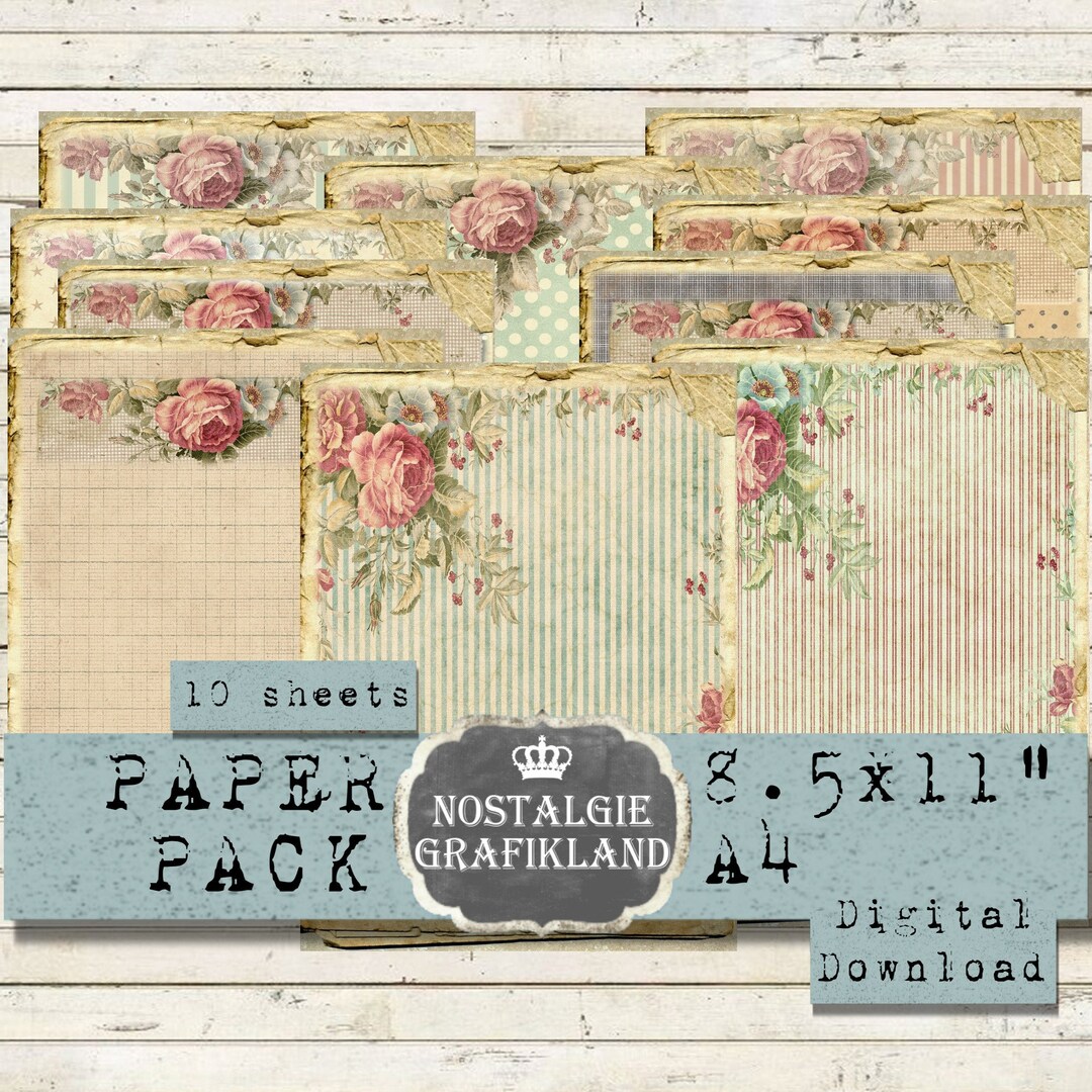 SHABBY CHIC Background Printable Paper Pack Journaling Papers Strips ...