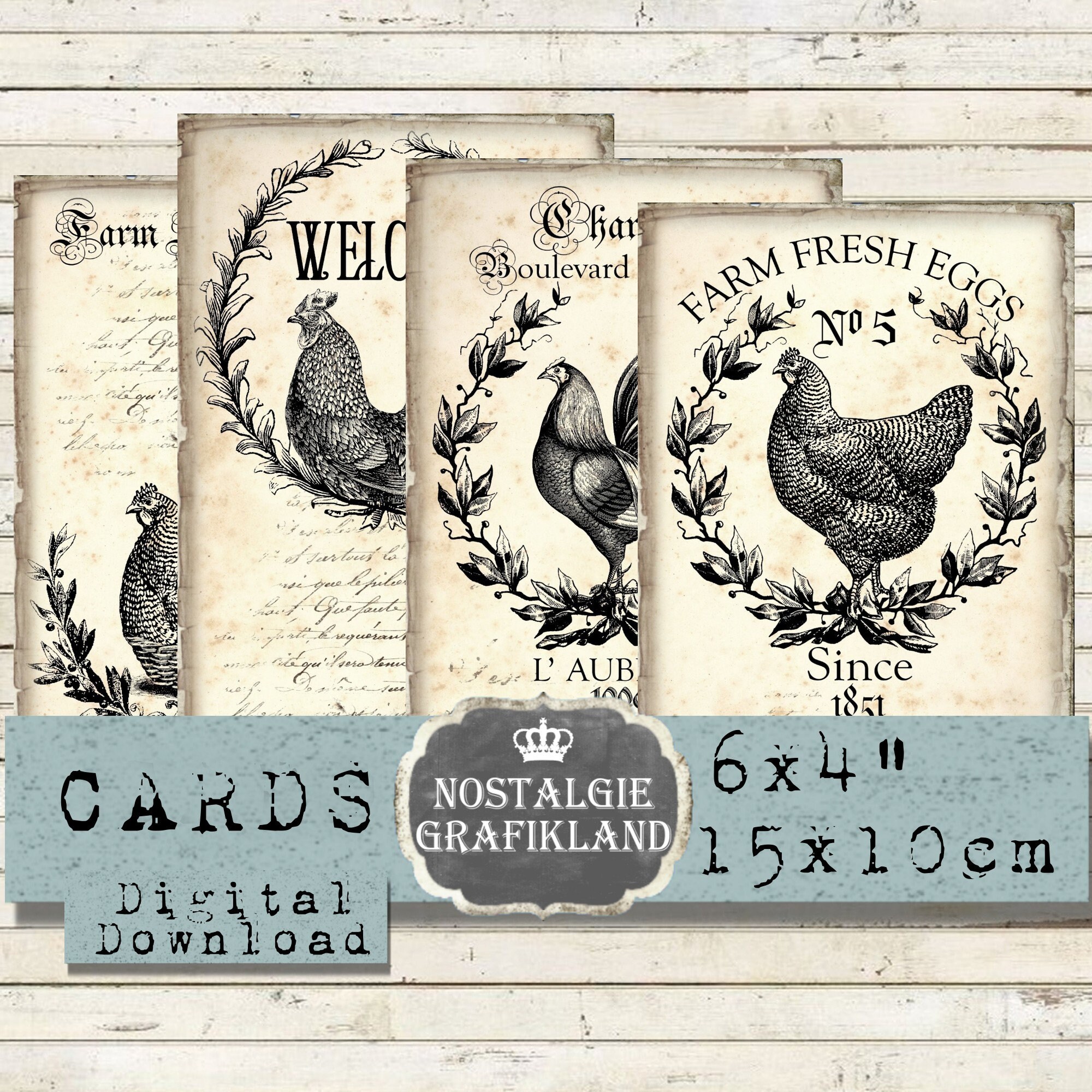 farm-digital-cards-hen-chicks-poulet-chicken-eggs-nest-rooster-printable-6x4-inch-instant-download-digital-collage-sheet-d277-etsy