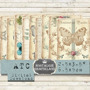 Butterfly printable Vintage Butterflies Label Junk Journal Summer Insects Journaling Embellishment Download ATC digital collage sheet S013