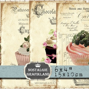 Cupcakes digital Torten Muffins Konditorei Patisserie Journals Journaling 15 x 10 cm Instant Download digital collage sheet D246