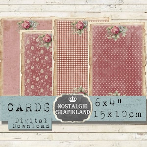 Hintergrund rot Karten decoupage 15 x 10 cm Instant Download digital collage sheet D206 Mehlsack Krone