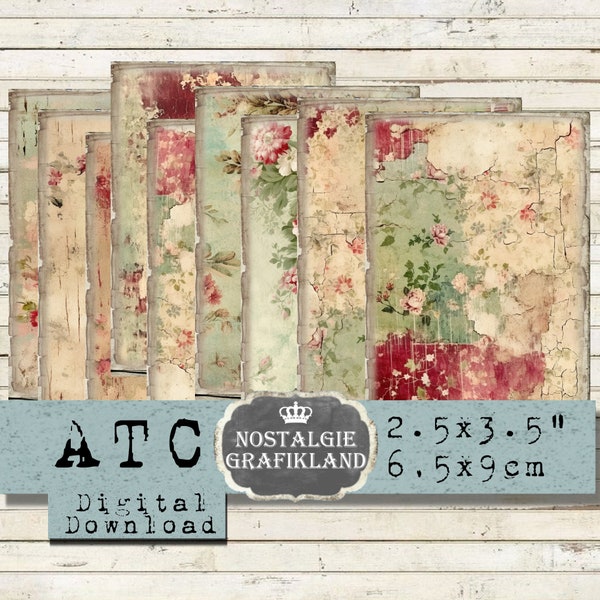 Distressed Background printable Journaling Cards Instant Download ATC digital collage sheet S036