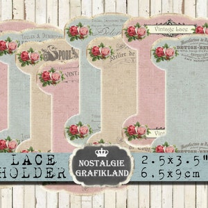 Sewing Lace Holders Organizing Ribbon Holder sewing printable Shabby Chic Instant Download digital collage sheet E078