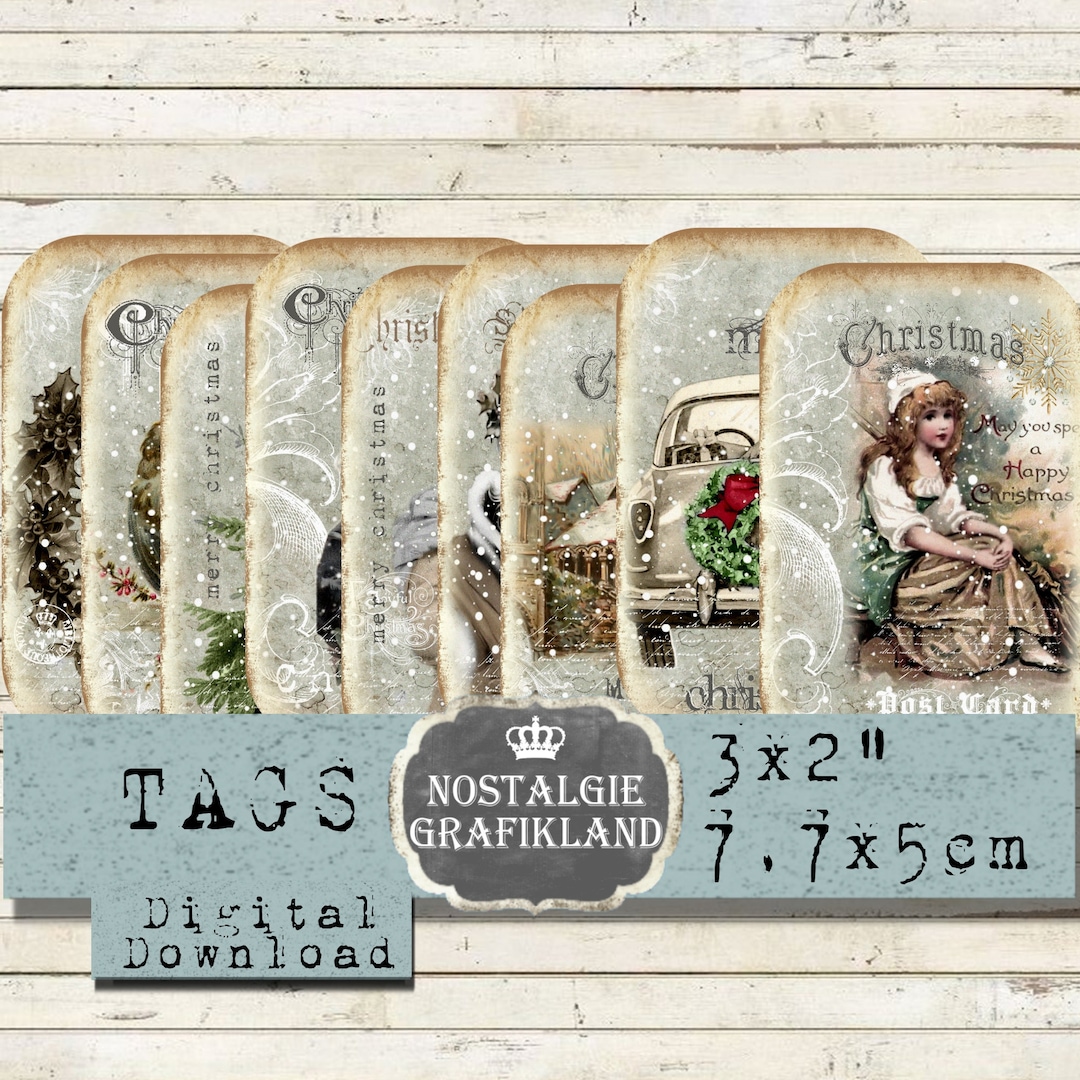 Christmas Tags Printable Shabby Chic Tags Journal Prints Elements Add ...