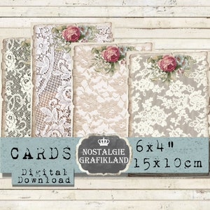 afdrukbare Lace achtergrondkaarten Journaling Journal versieringen 6x4 inch Instant Download afdrukbare digitale collage blad D168