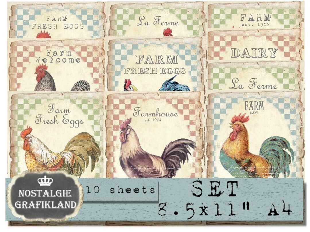 VEAREAR Kitchen Farm Hen Print Two-row Chicken Egg Collecting