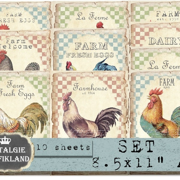Rooster and Hen Set - Etsy