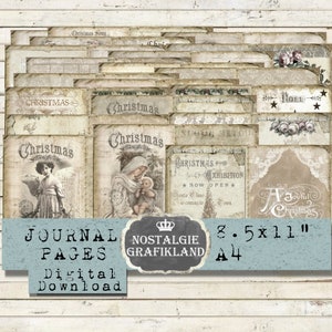 Weihnachtsbuch Scrapbookpapier Weihnachten Journals Christmas Download digital collage sheet JPA014