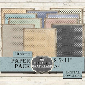 Hintergrund Punkte Polka Dots Tupfen Vintage Papiere Papier Pack Dots Download A4 digital collage sheet PP032
