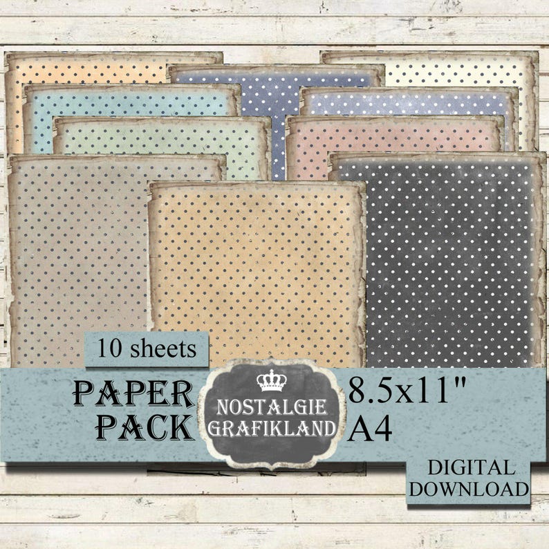 POLKA DOTS Digital Papers Printable Background Paper Pack Vintage ...