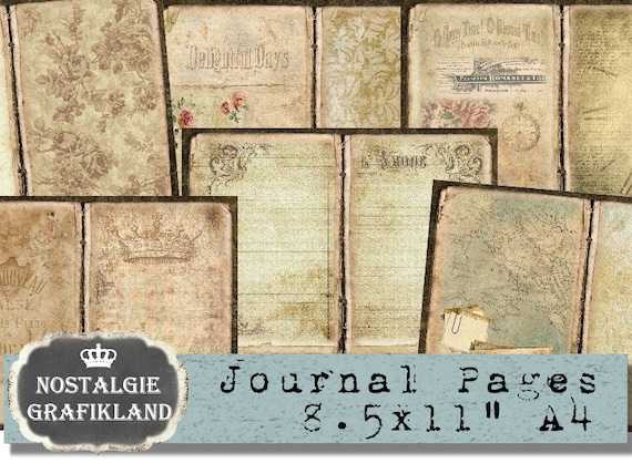 ANTIQUE Journal Pages Printable Ephemera Book Papers Grunge | Etsy