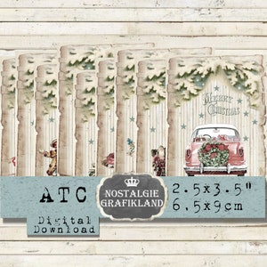 Natal para imprimir Feliz Natal Rústico Country ATC Journaling imprime Shabby Chic Journals Baixar folha digital S018