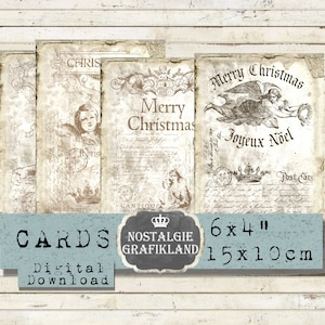 Weihnachten Alte Weihnachtskarten Vintage Antike Ephemera Christmas 15x10 cm Instant Download digital collage sheet D221