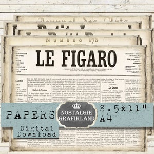 Zeitungen Alt Französische digital Papiere Paper Pack Download collage sheet Shabby Chic Journalingl Scrapbooking Decoupage PPH5114