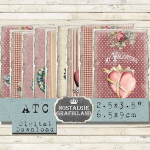 Valentines Day Cards digital Vintage printable Love Scrapbook Craft  Instant Download digital collage sheet S039