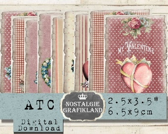 Valentines Day Cards Valentine Vintage printable Amore Love Scrapbook Craft Download digital sheet S039