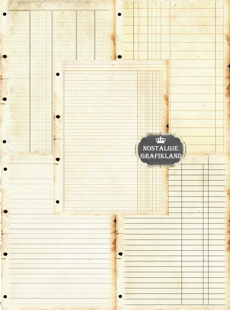 Ledger Paper Pack Ephemera Ring Binder Vintage Journal Shabby Etsy