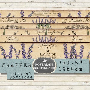 Involucro di sapone Erbe Sapone Sapone Avvolgimento Provenza francese Rosmarino Lavanda Timo Download immediato collage digitale puro E126