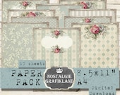 SHABBY CHIC Paper Pack printable Background Frames Journaling Scrapbook Journals Vintage 8.5x11" PP198
