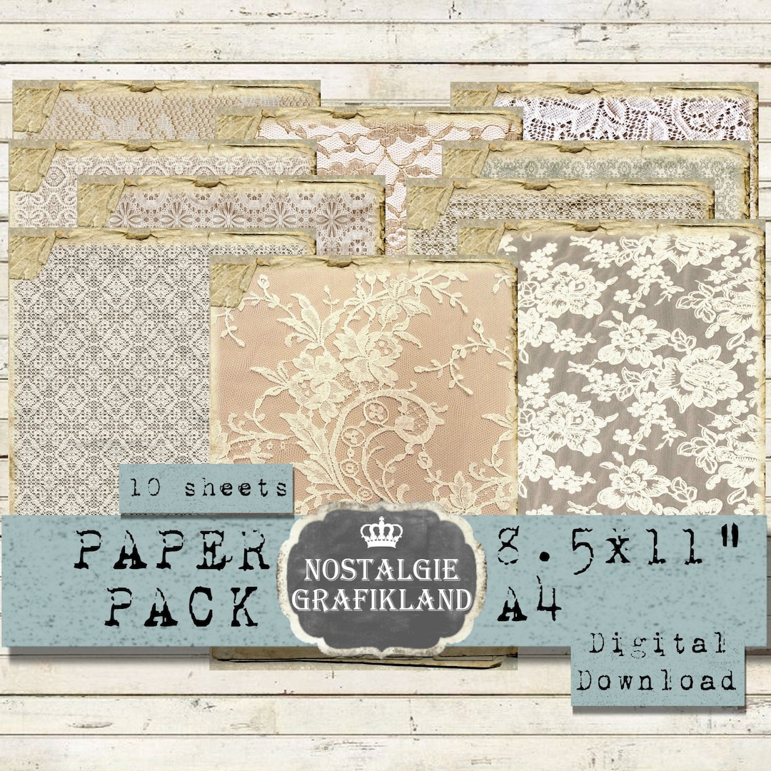 LACE Background Printable Papers Pack Vintage Printable Stripes Wedding ...