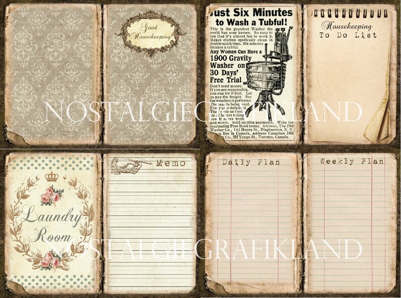 HOUSEKEEPING Journal Pages Laundry Household Cleaning Daily Etsy