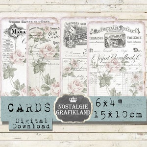 Digital Download Ephemera Journals Dokumente Briefe transparente Rosen Shabby Chic 15 x 10 cm digital Download digital collage sheet D160