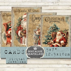 Weihnachtsmann Santa Claus  digitale Weihnachtskarten drucken 18x12,5 cm Download digital collage sheet G084