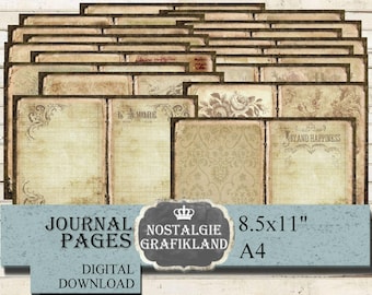ANTIQUE Journal Pages printable Ephemera Neutral Book Papers Grunge Junk Journal Vintage  Download JPB010