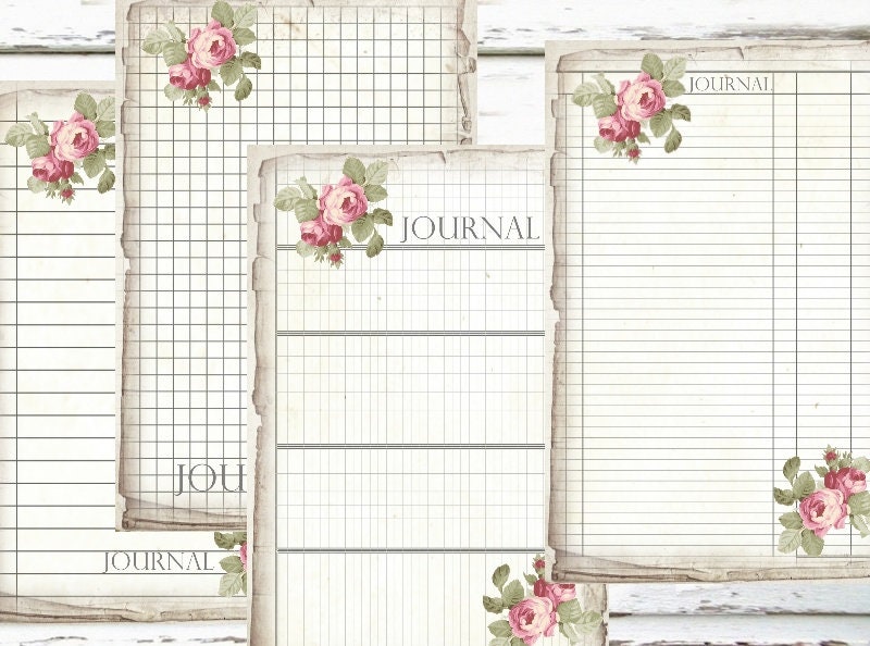 Printable Writing Paper Grid Journal Pages Vintage Ephemera 6 | Etsy