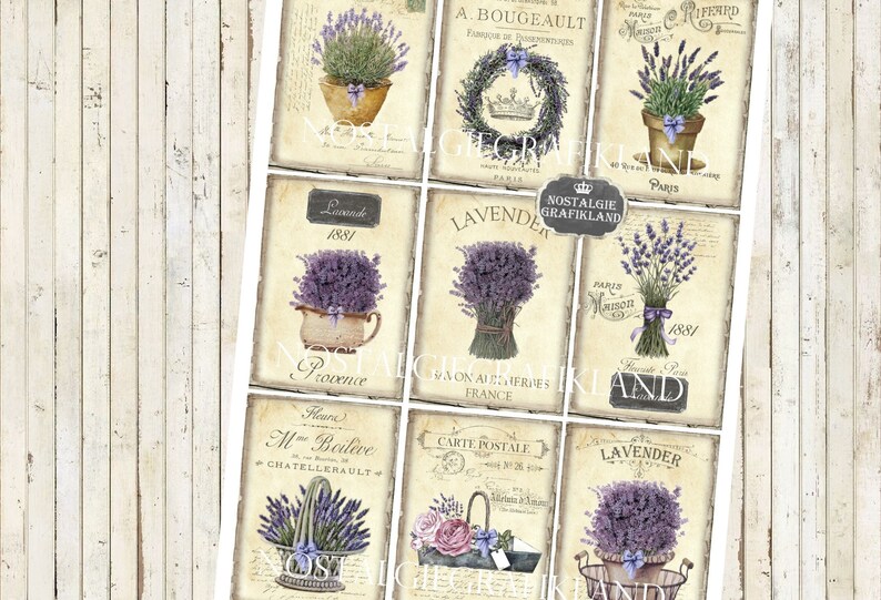 French Lavender Provence Herbs printable ATC Embellishments Journal Digital Collage Sheet Instant Download S152 image 2