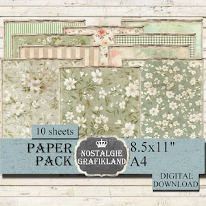 Grüner Hintergrund Papiere Instant Download digital collage sheet Shabby Chic Journal Scrapbooking  Decoupage PP107